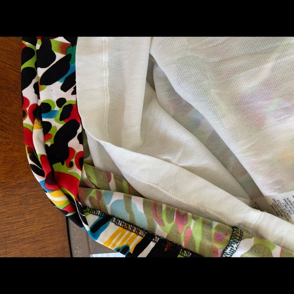 Chaus Faux Wrap Dress Low V Neck Colorful L - Picture 13 of 13